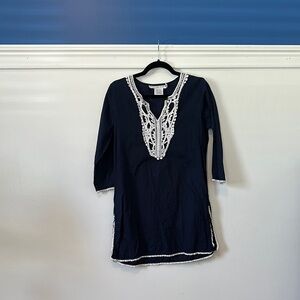 Gretchen Scott Designs Navy Tunic with White Trim